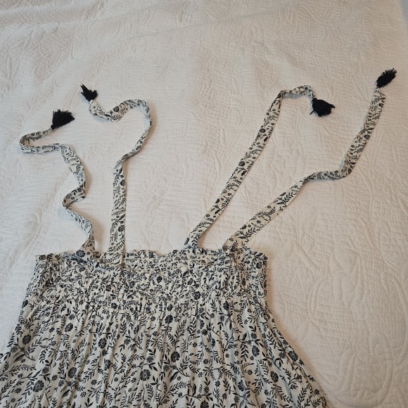 Old Navy Sundress Floral‎ Tie Strap Pockets Summer Black White Waffle XS - Picture 12 of 13